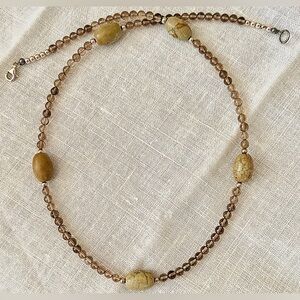 Handcrafted Smoky Quartz & Jasper Sterling Silver Necklace - 19.5" Never Worn